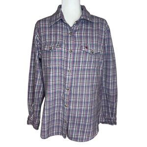 Carhartt Pink and Blue Plaid Flannel Shirt. Size Large. Great Condition!!